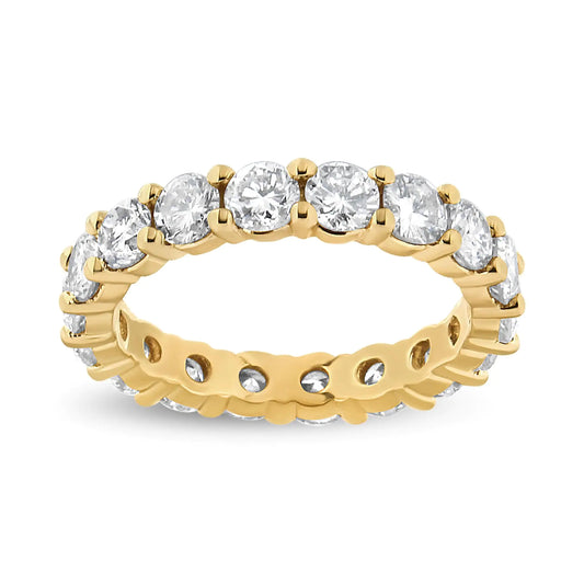 14K Yellow Gold 3.00 Cttw Shared Prong Set Round Cut Diamond Eternity Band (J-K Color, VS1-VS2 Clarity)