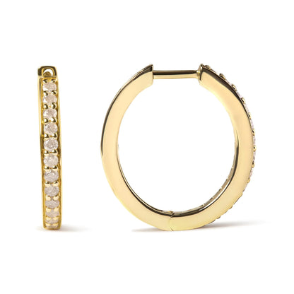 10K Yellow Gold 1/2 Cttw Round-Cut Diamond Hoop Earrings (I-J Color, I2-I3 Clarity)