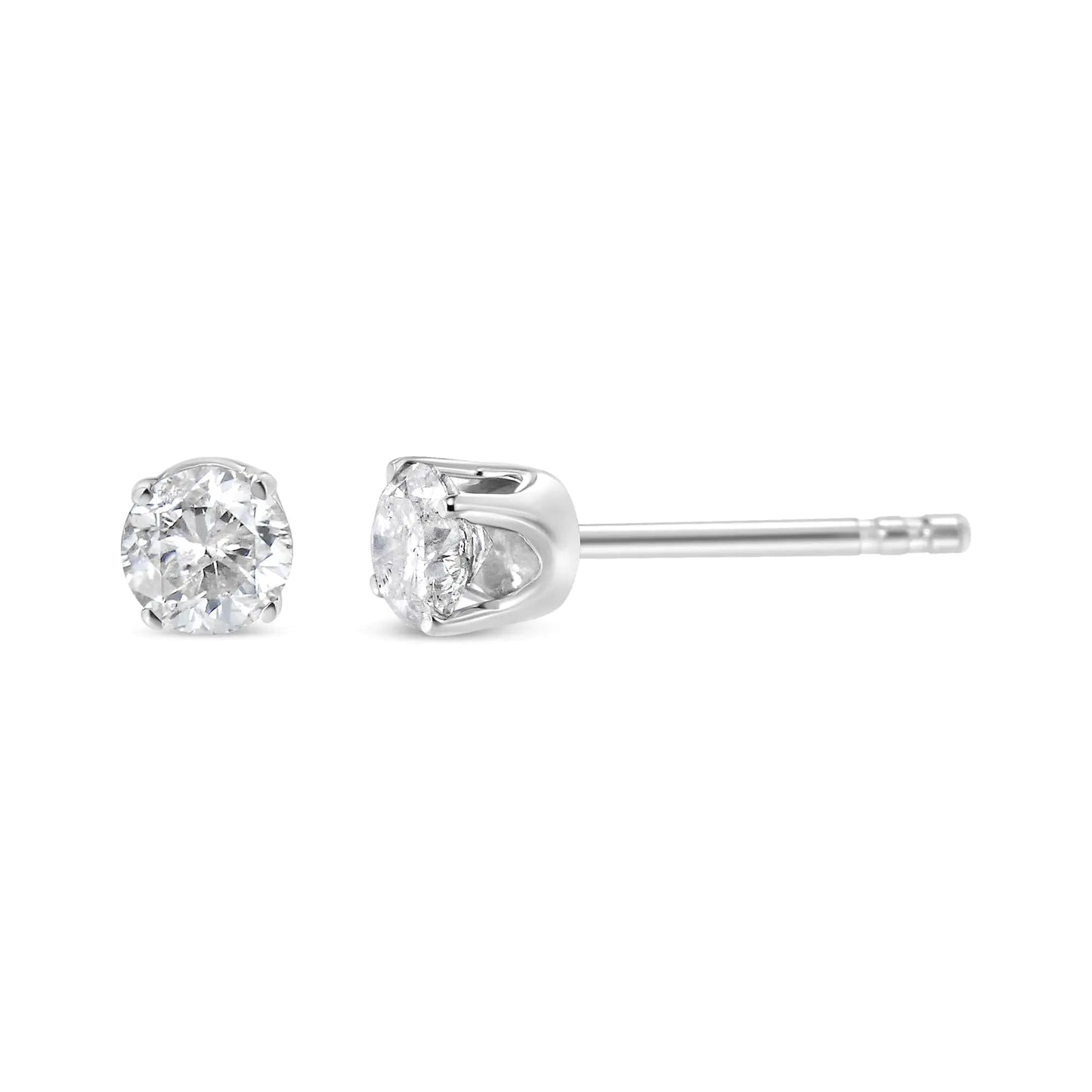 14K White Gold 5/8 Cttw Round Brilliant-Cut Lab Grown Diamond Classic 4-Prong Push back Stud Earrings (F-G Color, VS1-VS2 Clarity)