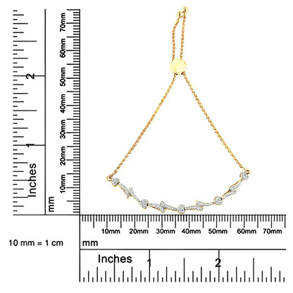 .925 Sterling Silver Diamond Accent Heart and Wave Link Bolo Bracelet (I-J Color, I2-I3 Clarity) - 6" to 9" Adjustable