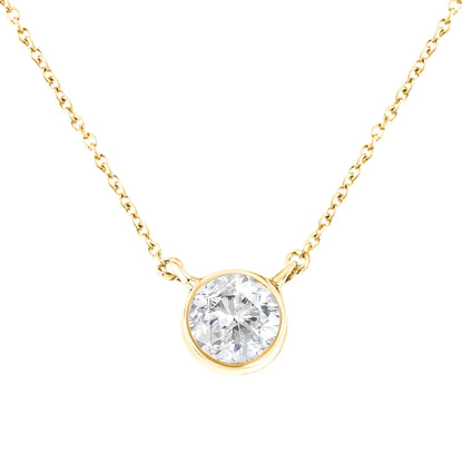 .925 Sterling Silver 1/2 Cttw Diamond Bezel 18" Pendant Necklace (I-J Color, I2-I3 Clarity)