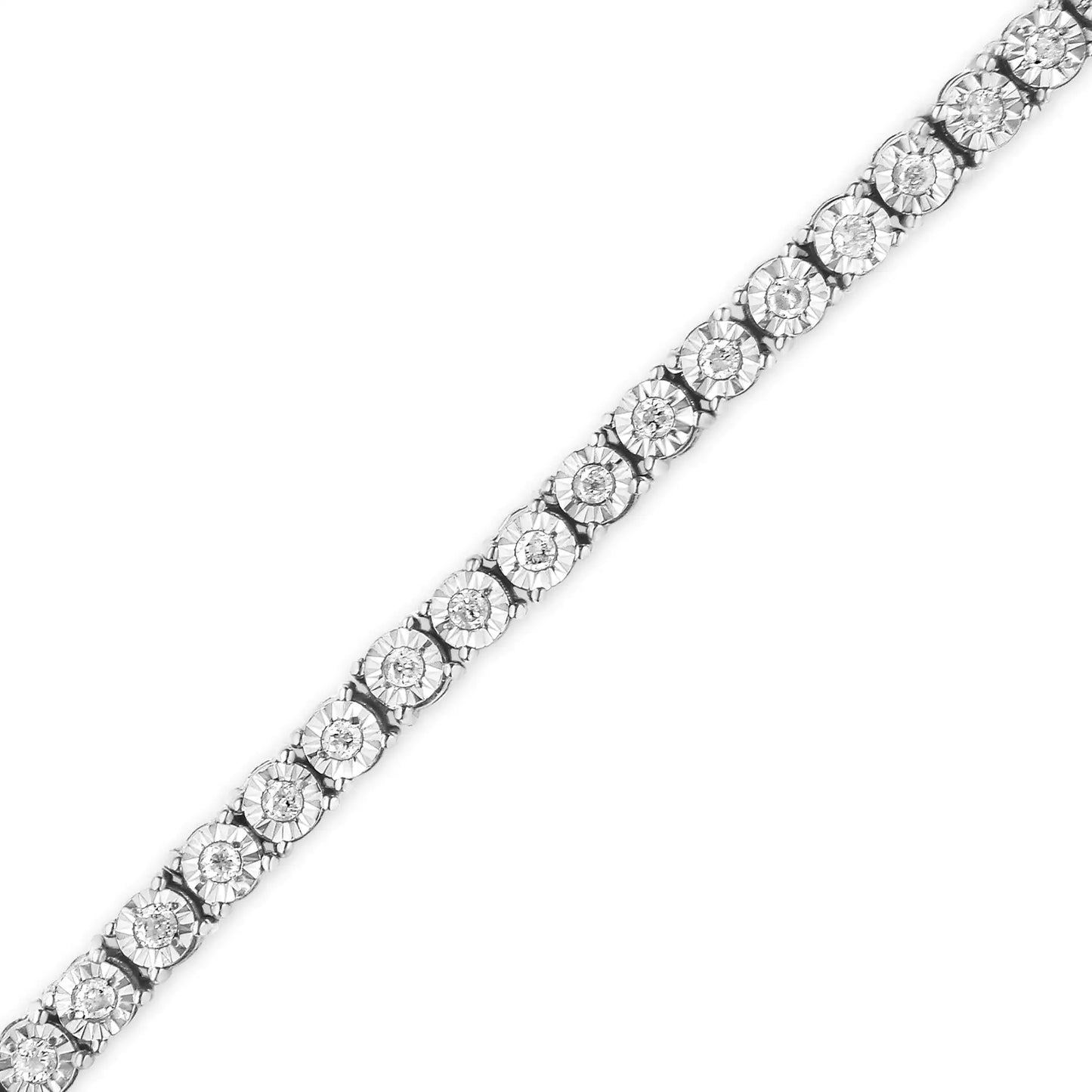 .925 Sterling Silver 1.0 Cttw Diamond Illusion-Set Miracle Plate Tennis Bracelet (I-J Color, I3 Clarity) - 7"