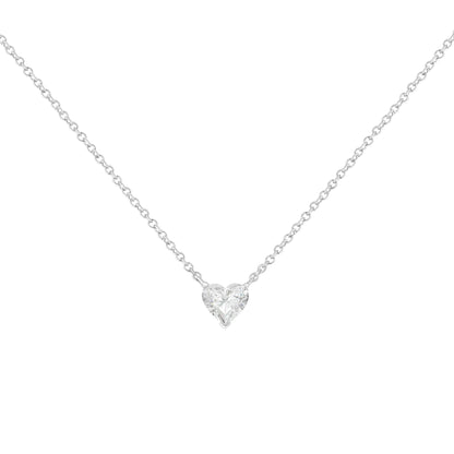 14k White Gold 1/4 Cttw Lab Grown Heart Shape Diamond Solitaire 18" Pendant Necklace (E-F Color, SI1-SI2 Clarity)