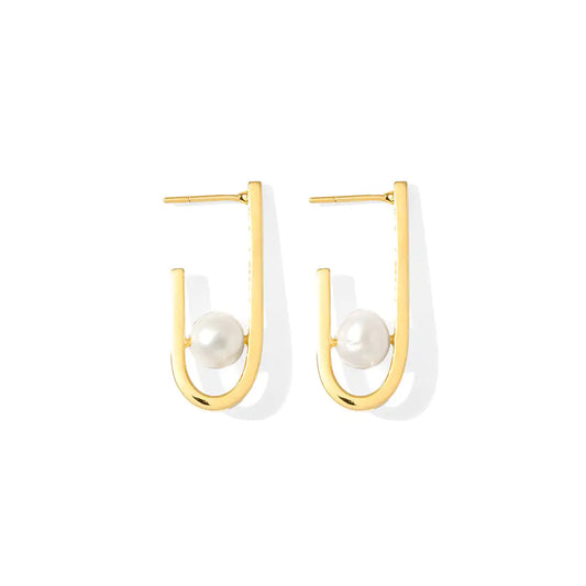 J Hoop Freshwater Pearl Earrings