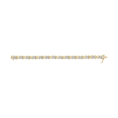 10k Yellow Gold Plated .925 Sterling Silver 2.00 Cttw Round-Cut Diamond Link 7" Bracelet (H-I Color, I2-I3 Clarity)