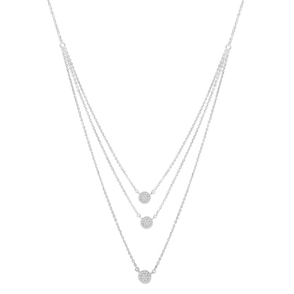 .925 Sterling Silver 1/2 Cttw Round Diamond Medallion Multi-Strand Tri Pendant 18" Necklace (H-I Color, I2-I3 Clarity)