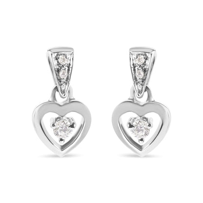 14K White Gold 1/6 Cttw Diamond Dangle Heart Stud Earrings (H-I, SI2-I1)