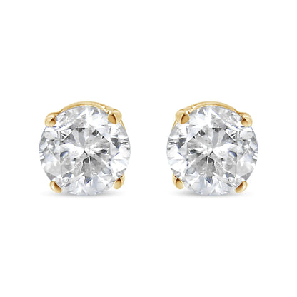 14K Yellow Gold 1/2 Cttw Round-Cut Diamond Solitaire Stud Earrings (O-P Color, SI2-I1 Clarity)