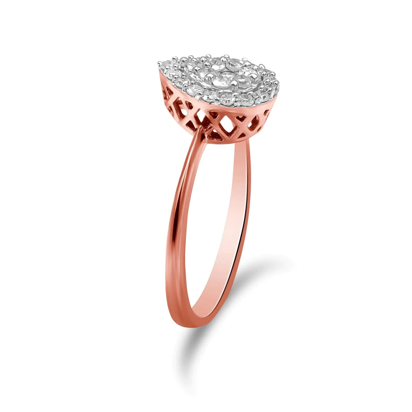 10K Rose Gold 3/8 Cttw Round-Cut Diamond Pear Promise Ring (I-J Color, I2-I3 Clarity)