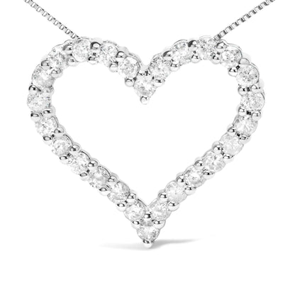 .925 Sterling Silver 2.0 Cttw Diamond Open Heart 18" Pendant Necklace (I-J Color, I2-I3 Clarity)